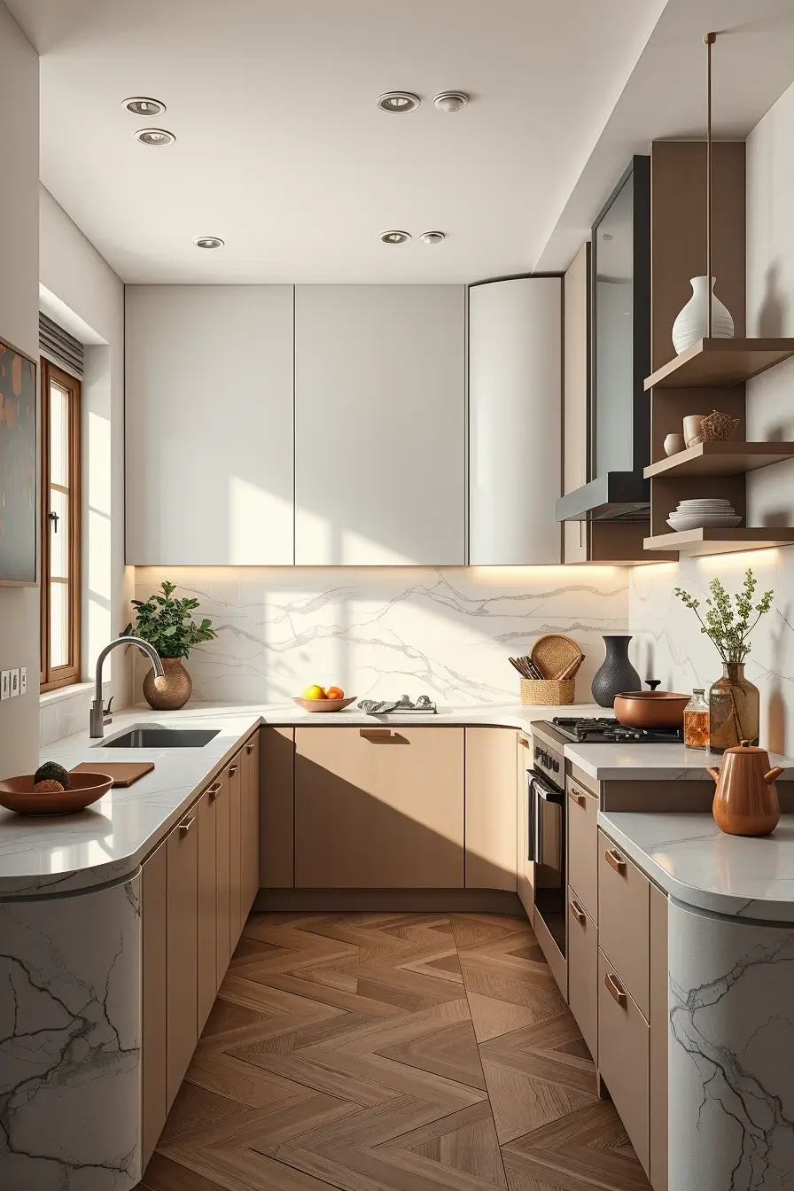65 Small Kitchen Ideas 2026: Modern Designs, Curved Furniture & Space-Saving Trends