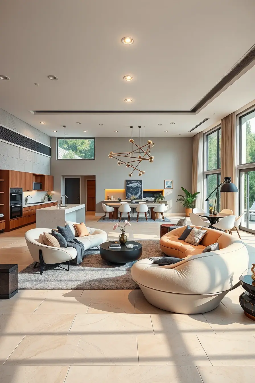 64 Open Kitchen Living Rooms for 2026 with Curved Designer Interiors