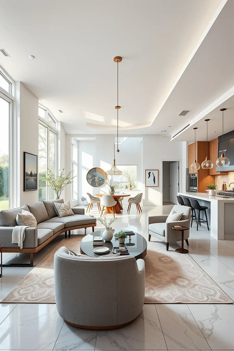 64 Open Kitchen Living Rooms for 2026 with Curved Designer Interiors