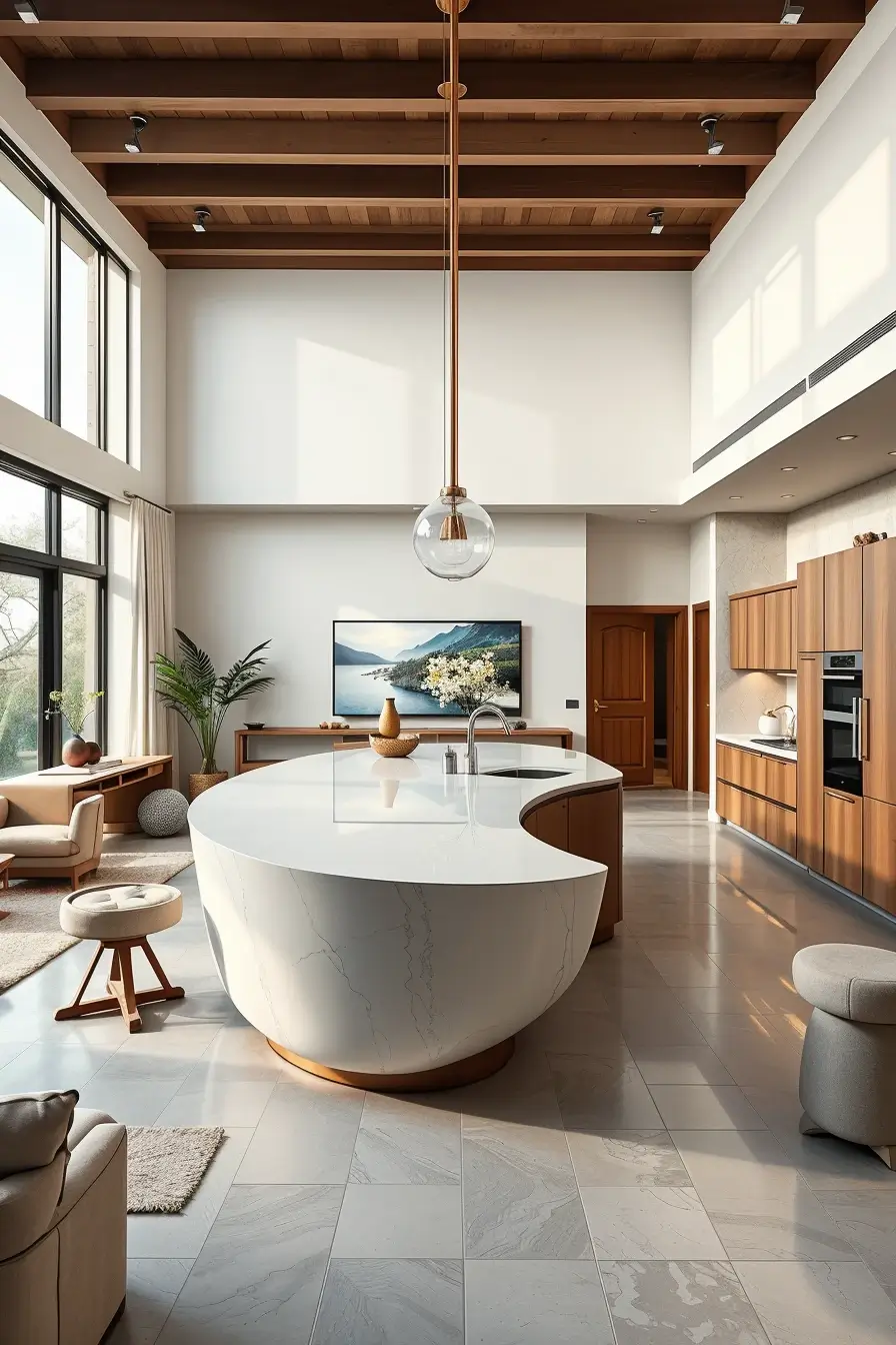 64 Open Kitchen Living Rooms for 2026 with Curved Designer Interiors