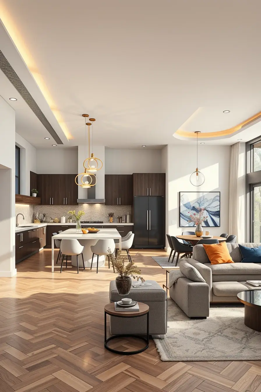 64 Open Kitchen Living Rooms for 2026 with Curved Designer Interiors