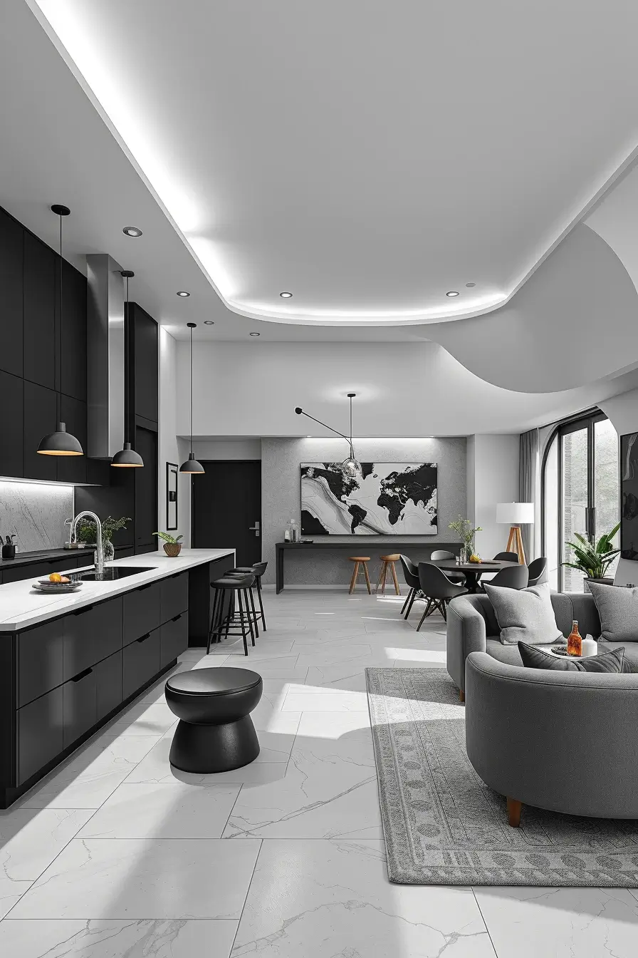 64 Open Kitchen Living Rooms for 2026 with Curved Designer Interiors