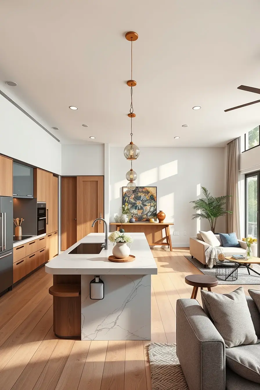 64 Open Kitchen Living Rooms for 2026 with Curved Designer Interiors