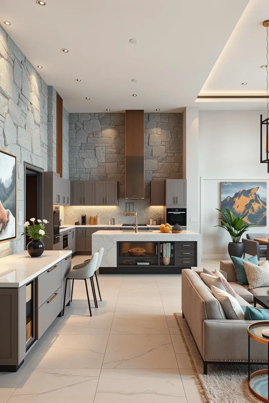 64 Open Kitchen Living Rooms for 2026 with Curved Designer Interiors