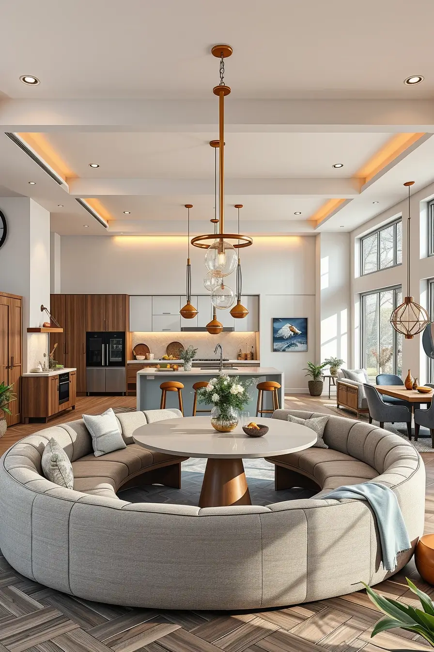 64 Open Kitchen Living Rooms for 2026 with Curved Designer Interiors