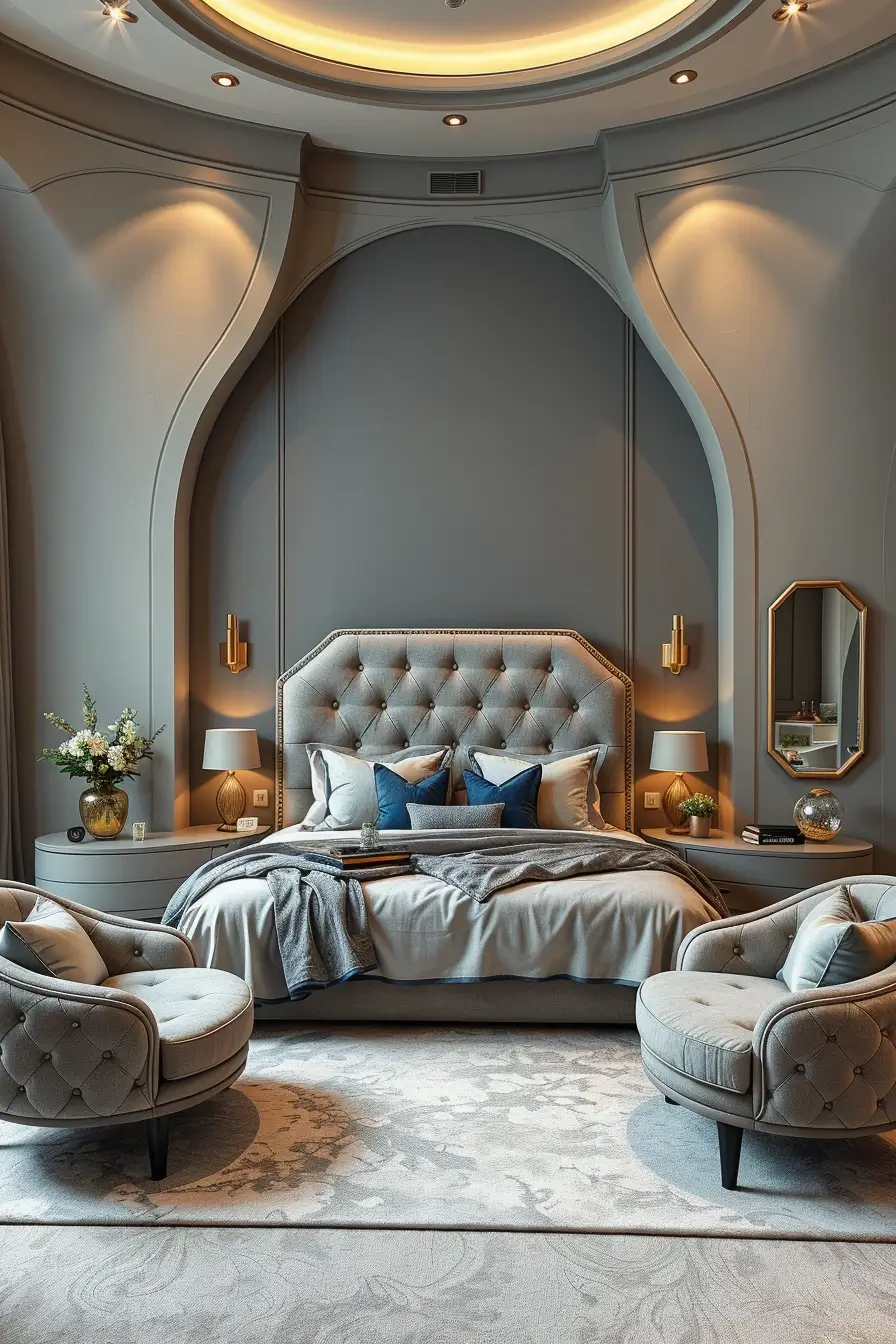 64 Grey Bedroom Ideas 2026: Modern Designer Grey Bedrooms With Curved Furniture