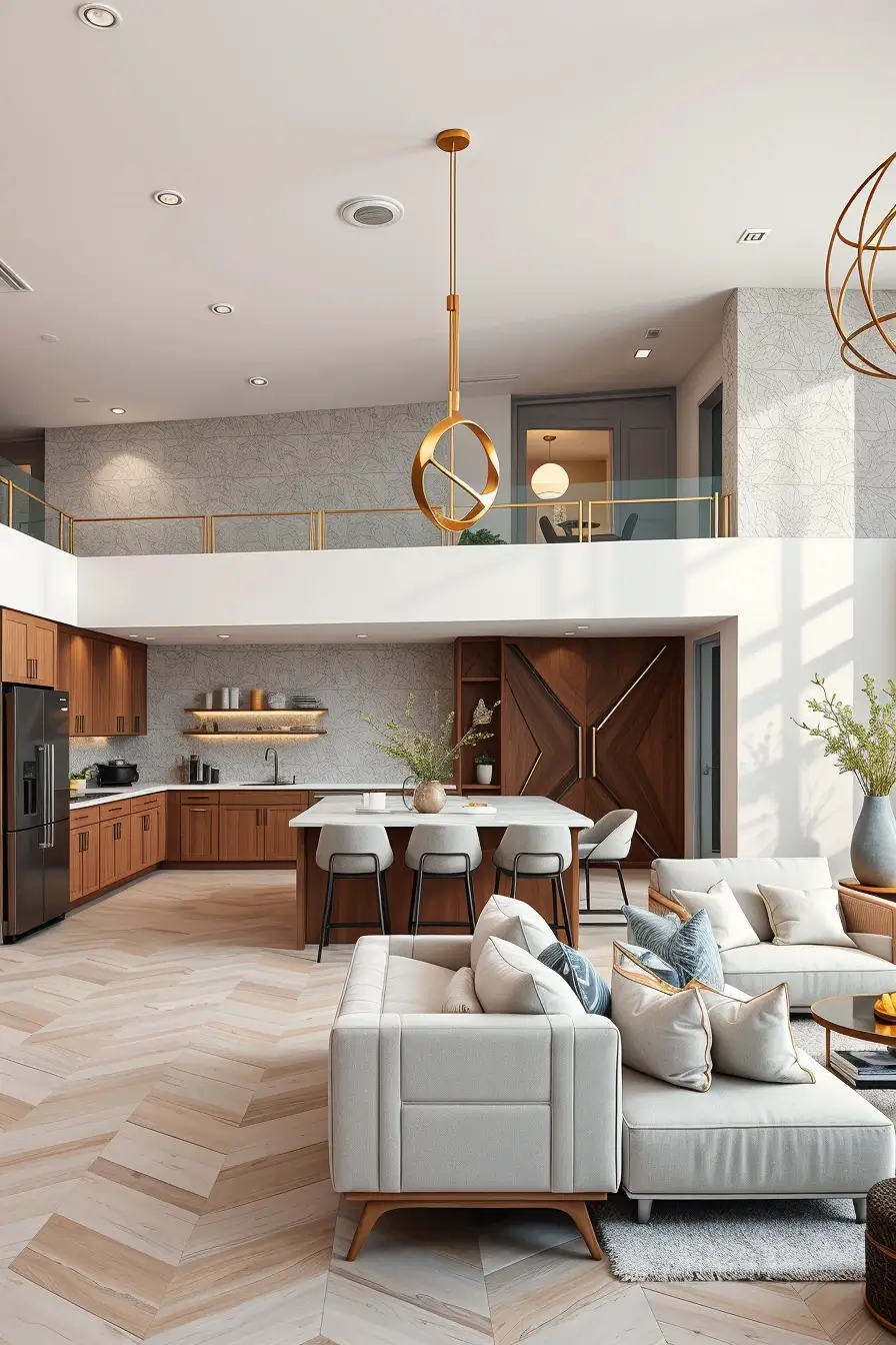 64 Open Kitchen Living Rooms for 2026 with Curved Designer Interiors