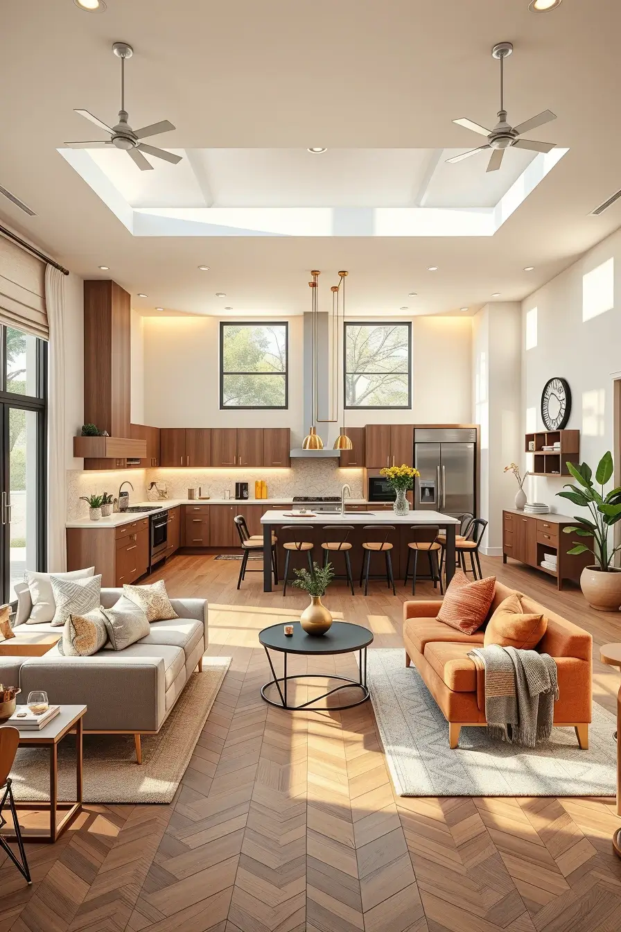 64 Open Kitchen Living Rooms for 2026 with Curved Designer Interiors