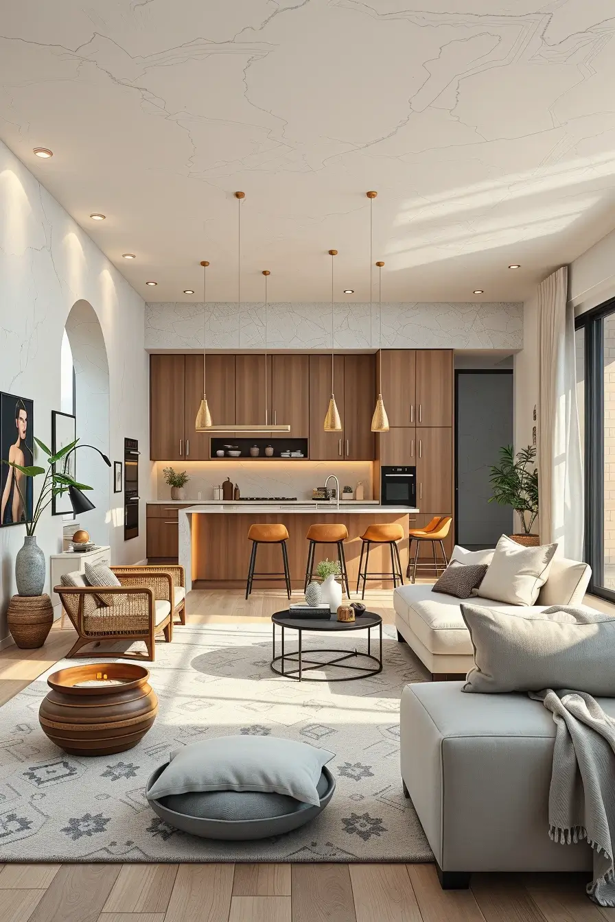 64 Open Kitchen Living Rooms for 2026 with Curved Designer Interiors