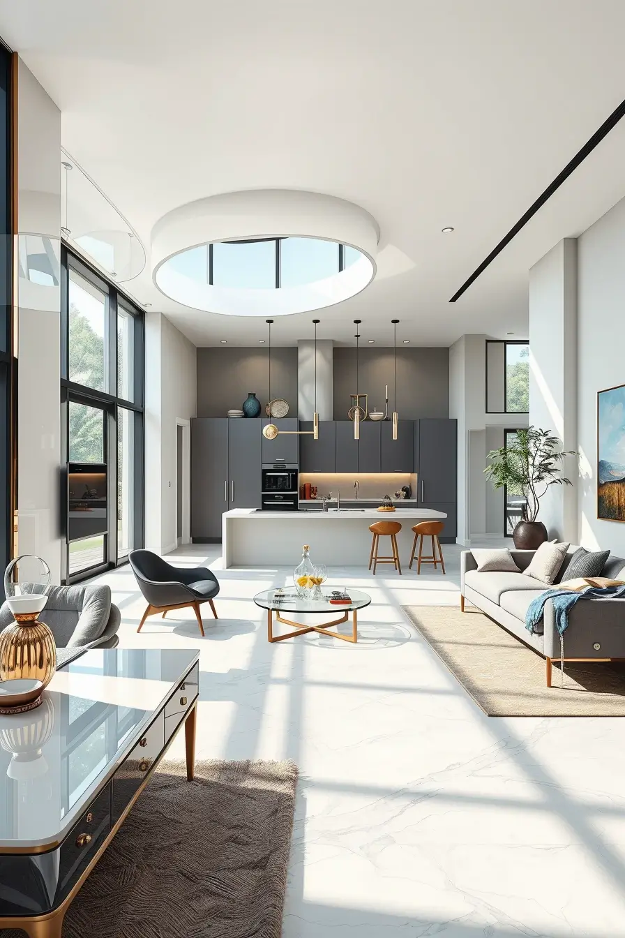 64 Open Kitchen Living Rooms for 2026 with Curved Designer Interiors