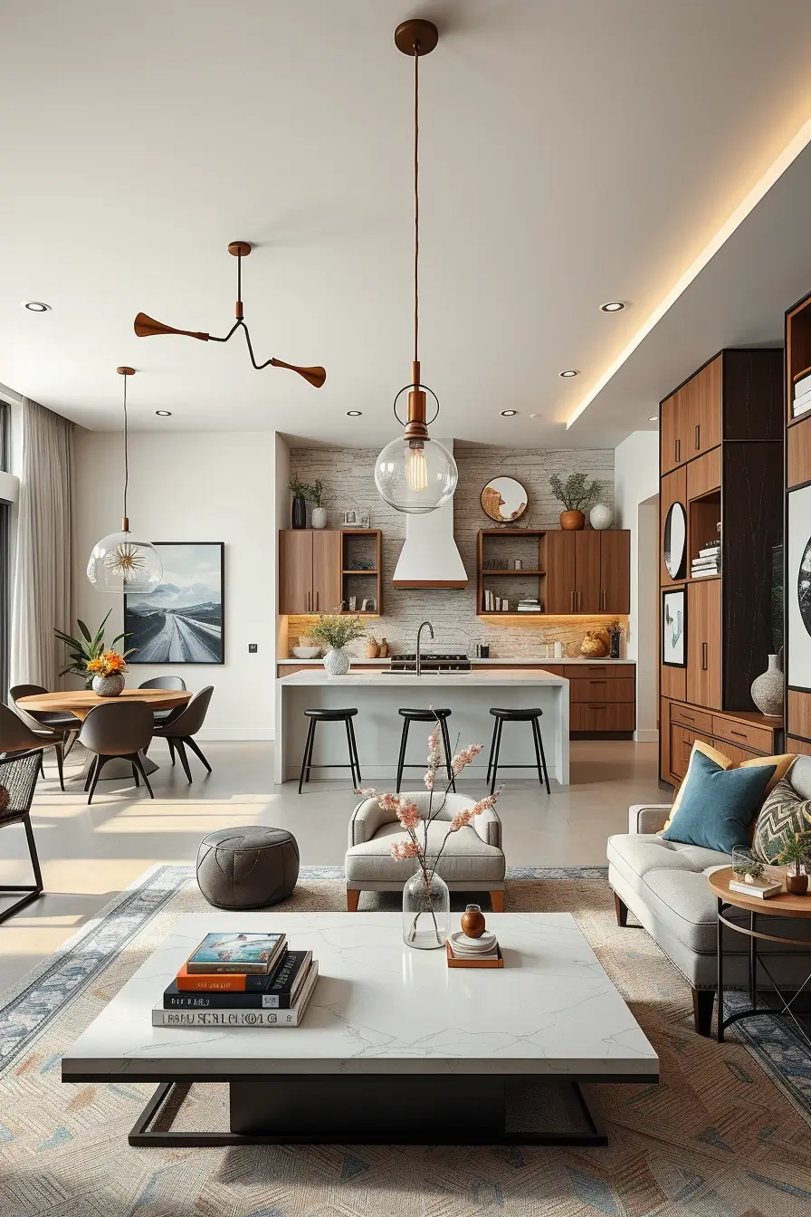 64 Open Kitchen Living Rooms for 2026 with Curved Designer Interiors