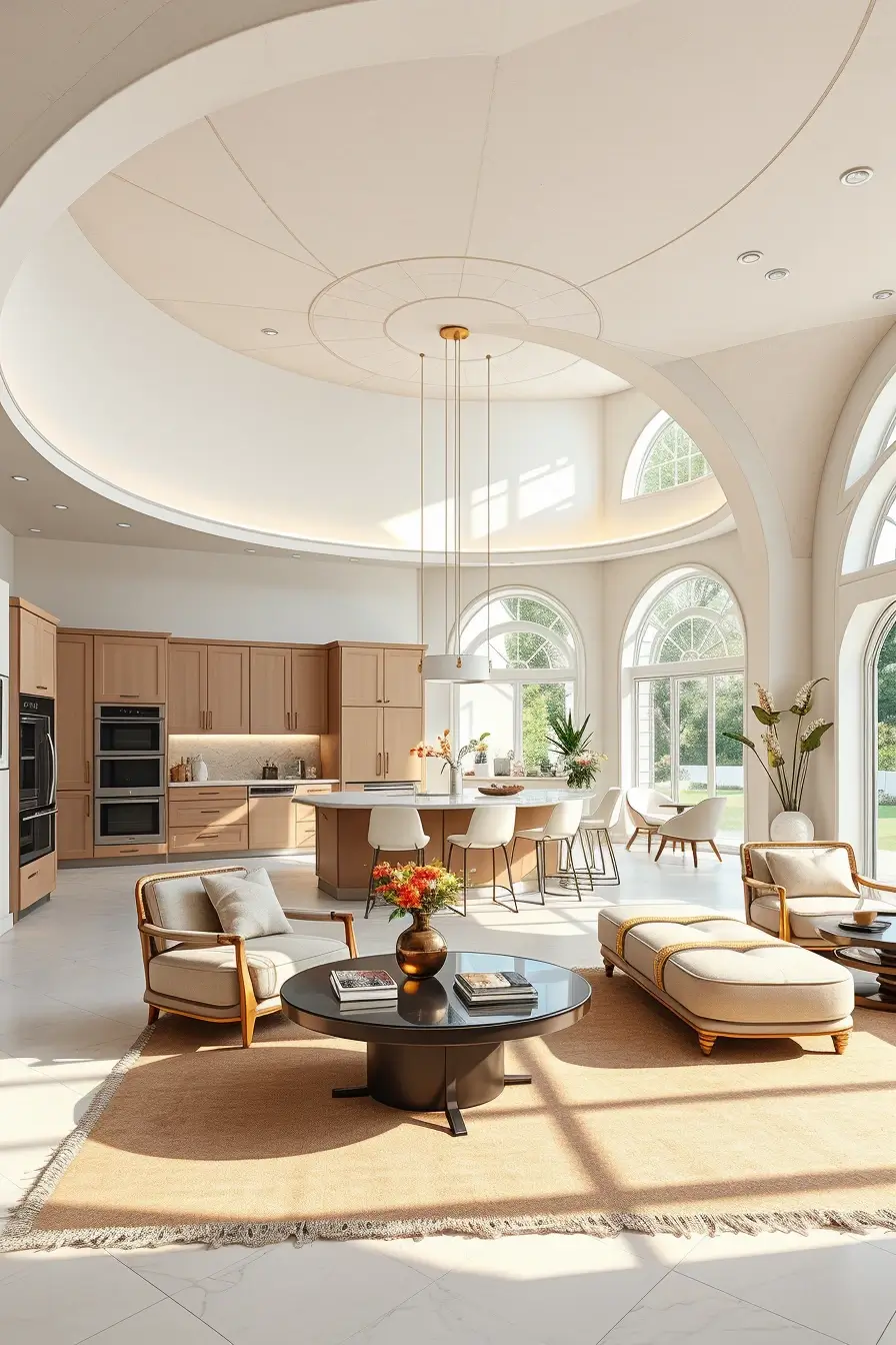 64 Open Kitchen Living Rooms for 2026 with Curved Designer Interiors
