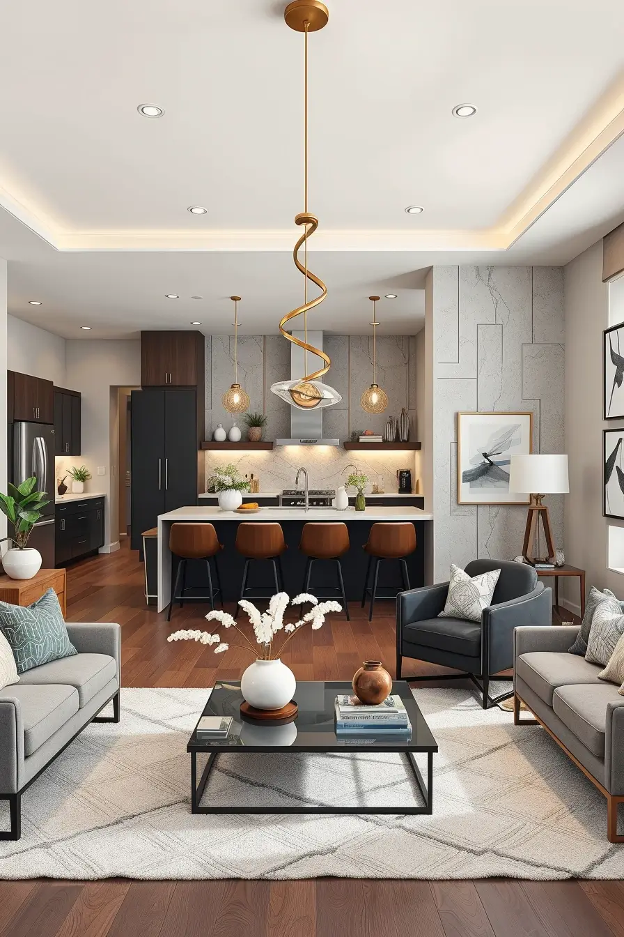 64 Open Kitchen Living Rooms for 2026 with Curved Designer Interiors