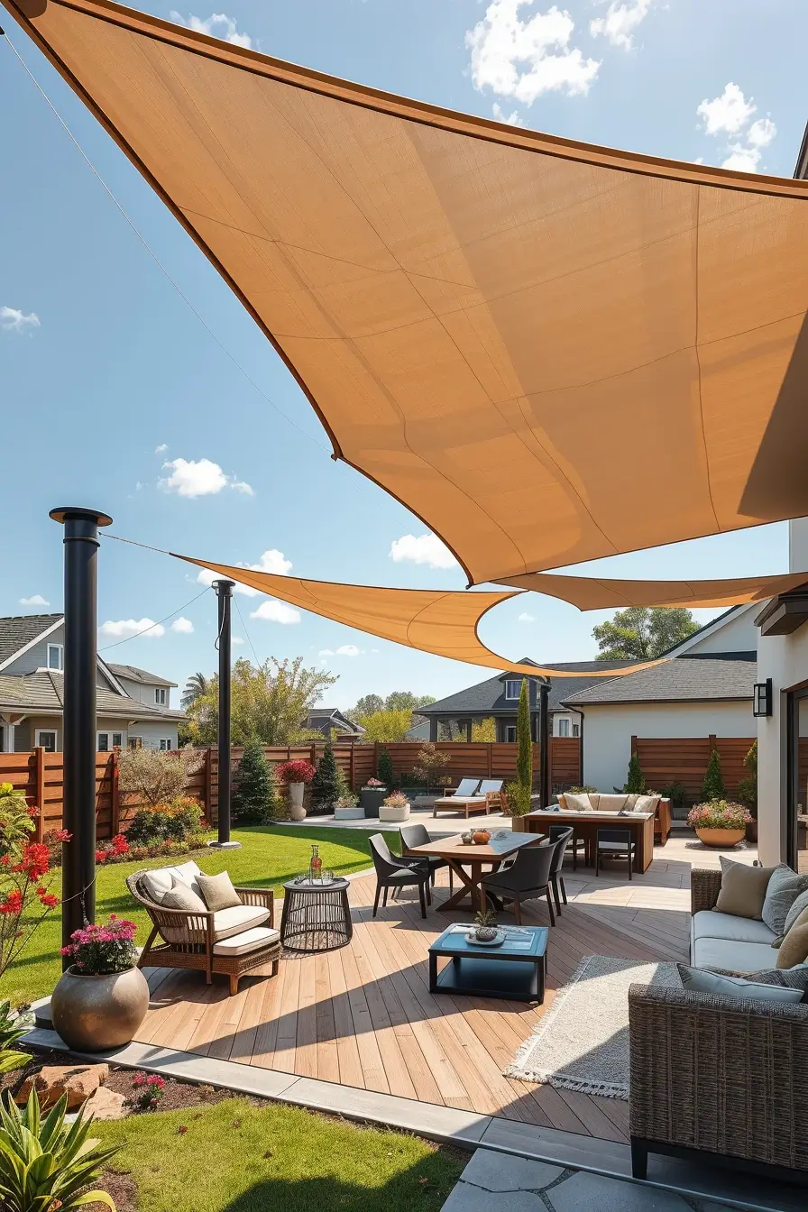 58 Sun Sail Shade Ideas For Your Outdoor Space 2026: Stylish Patio & Backyard Shade Inspiration