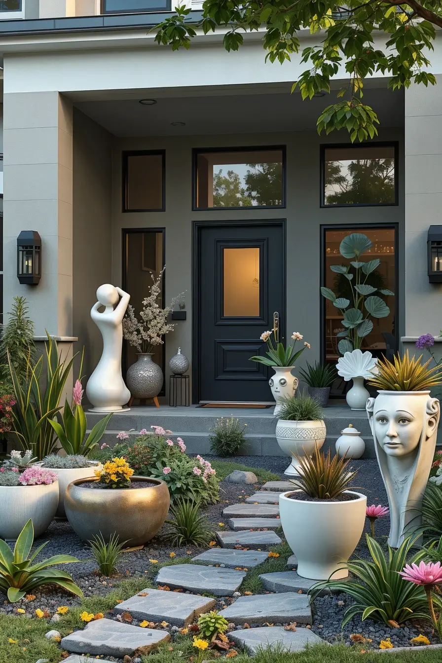 59 Summer Front Yard Decor Ideas 2026: Modern Sculptural Outdoor Inspiration