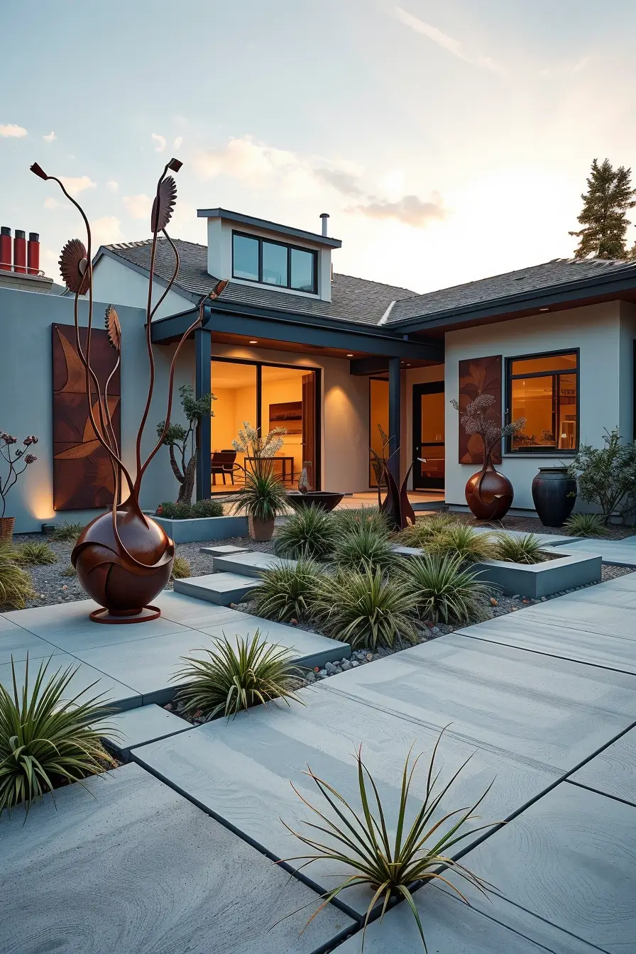 59 Summer Front Yard Decor Ideas 2026: Modern Sculptural Outdoor Inspiration